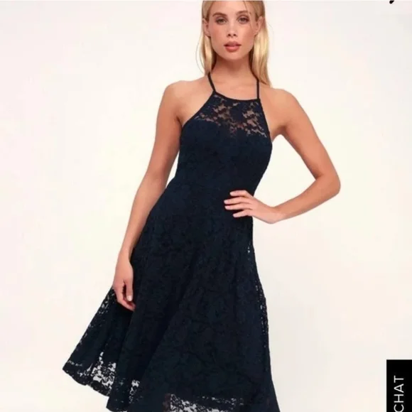 EUC Lulu's Navy Lace Dress - Picture 4 of 12